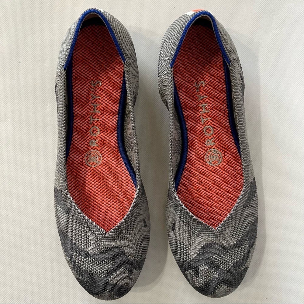 Rothy’s Grey Camo Round Toe Slip On Shoes